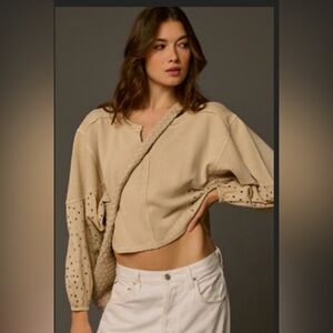 PILCRO BATWING EYELET SWEATSHIRT